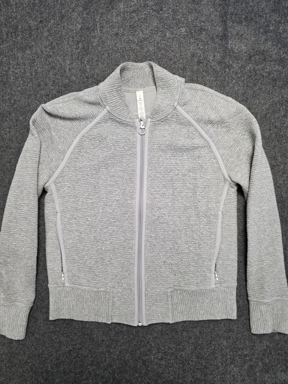 lululemon On Repeat Heathered Gray Bomber Jacket Women's Size 8 Zip Front